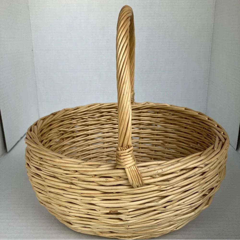Natural Wicker Basket‎ with Handle - Neutral 10” height Easter Decor Planter